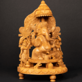 WOODEN FAIN CARVING SINHASAN GANESH - Image 3