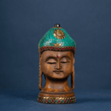 WOODEN FIROZA STONE WORK BUDHA HEAD - Image 2