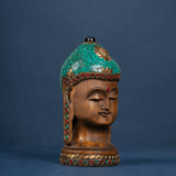 WOODEN FIROZA STONE WORK BUDHA HEAD - Image 3