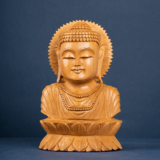 WOODEN KAMAL BUDHA BUST - Image 2
