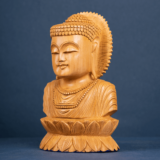 WOODEN KAMAL BUDHA BUST - Image 4