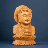 WOODEN KAMAL BUDHA BUST - Image 3