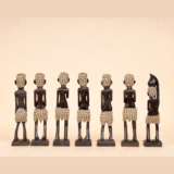 WOODEN MOTI WORK AFRICAN SET OF 7 - Image 3