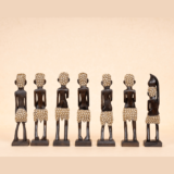 WOODEN MOTI WORK AFRICAN SET OF 7 - Image 2