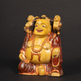 WOODEN PAINTED LAUGHING BUDHA - Image 4