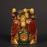 WOODEN PAINTED LAUGHING BUDHA - Image 5