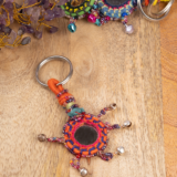 THREAD HANDMADE JINGLE BELL MIRROR WORK KEYCHAIN - Image 2