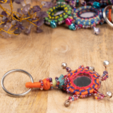 THREAD HANDMADE JINGLE BELL MIRROR WORK KEYCHAIN - Image 3