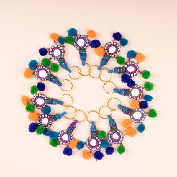 https://suryaarthandicrafts.com/wp-content/uploads/2024/10/thread-handmade-pom-pom-mirror-work-keychain-2-600x600.png