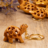 WOODEN CARVING CAMEL KEYCHAIN FINE JALI WORK - Image 2