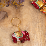 WOODEN FINE PAINTING ELEPHANT KEYCHAINS - Image 3