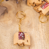 WOODEN LAC WORK ELEPHANT KEYCHAIN - Image 2