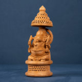 WOODEN UMBRELLA JALI CARVING GANESH - Image 4