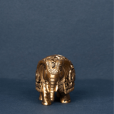 WOODEN CARVING GOLDEN POLISH ELEPHANT - Image 2
