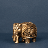 WOODEN CARVING GOLDEN POLISH ELEPHANT - Image 4