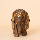 WOODEN FAIN ELEPHANT WITH BRASS JADAI WORK - Image 2