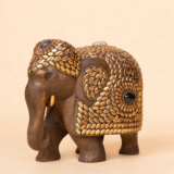 WOODEN FAIN ELEPHANT WITH BRASS JADAI WORK - Image 3