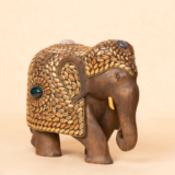 WOODEN FAIN ELEPHANT WITH BRASS JADAI WORK - Image 4