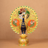 WOODEN FAIN GOLD MINIATURE  PAINTING DANCING PEACOCK - Image 5