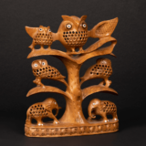 WOODEN FAIN JALI TREE OWL FAMILY - Image 3