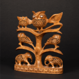 WOODEN FAIN JALI TREE OWL FAMILY - Image 4
