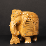 WOODEN JALI CARVING INLY WORK ELEPHANT - Image 3