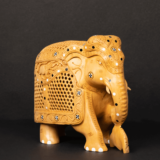 WOODEN JALI CARVING INLY WORK ELEPHANT - Image 4