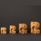 Wooden Fain Carving Baby Elephant Set of 4 - Image 2
