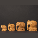 Wooden Fain Carving Baby Elephant Set of 4 - Image 3