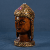 WOODEN BRASS JADAI WORK BUDHA HEAD BIG - Image 4