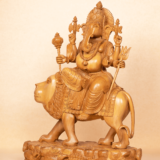 WOODEN FAIN CARVING GANESH SITTING ON LION - Image 3
