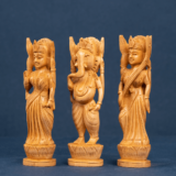 WOODEN FAIN LAXMI GANESH AND SARASWATI SET OF 3 - Image 4
